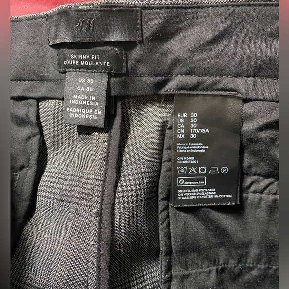H&M Men’s Grey Plaid Skinny Fit Dress Pants Size 30 - Picture 3 of 3